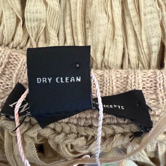 Y2K VTG INC Mixed Crochet Boho Sweater Neutral Chunky Knit Slouchy L - Picture 5 of 6